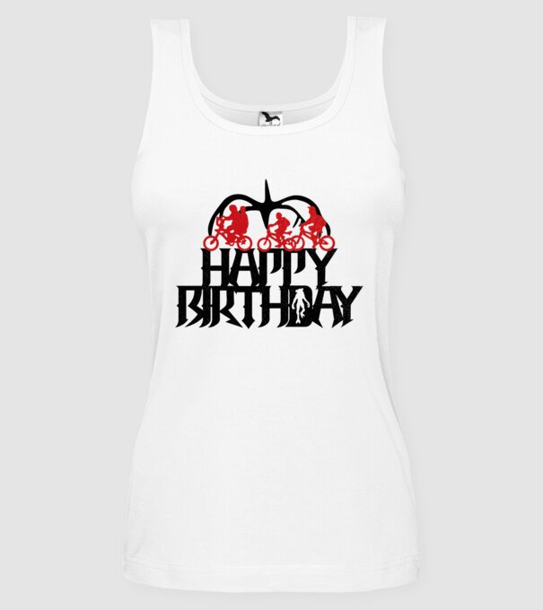 happy birthday stranger things model alb pe tricou