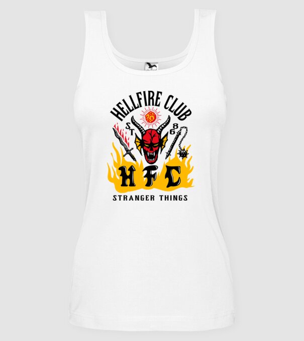 hellfire club 86 stranger things model alb pe tricou