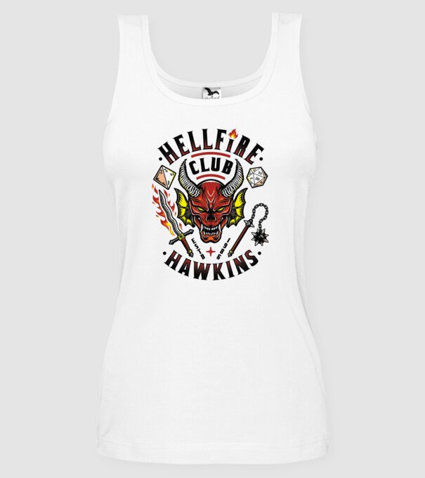 hellfire club hawkins model alb pe tricou