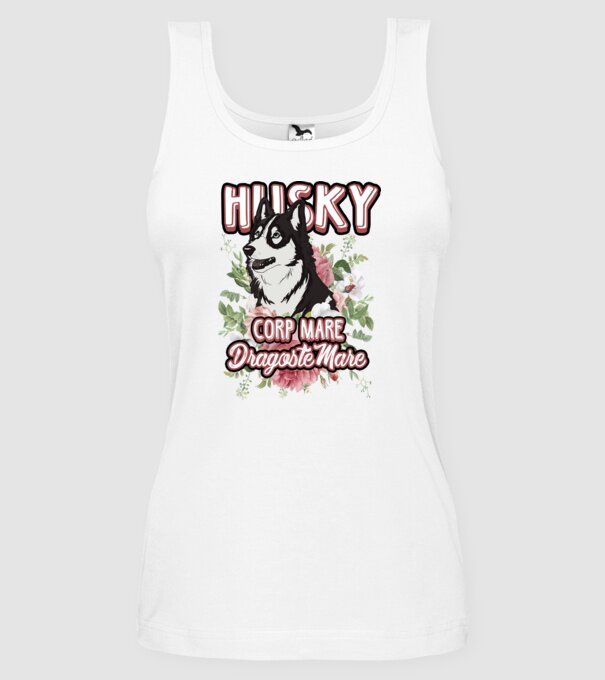 husky - corp mare, dragoste mare model alb pe tricou
