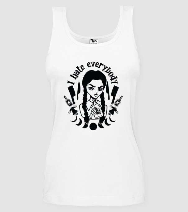 I hate everybody cartoon model alb pe tricou