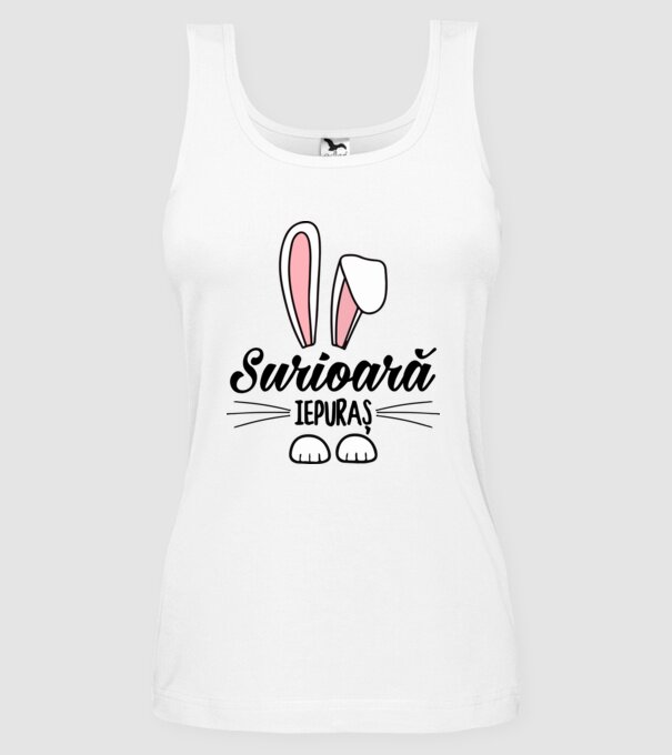 Iepuraș surioară model alb pe tricou