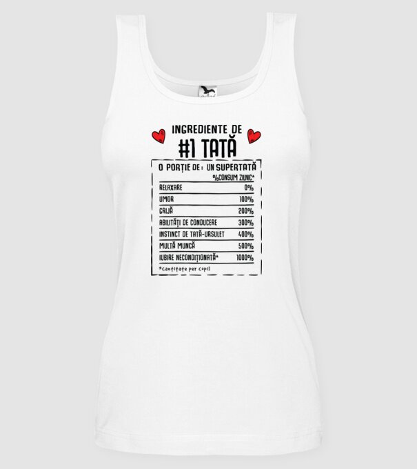 Ingrediente Tată model alb pe tricou