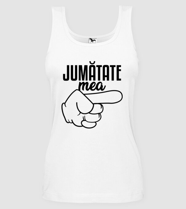 Jumătate a mea model alb pe tricou