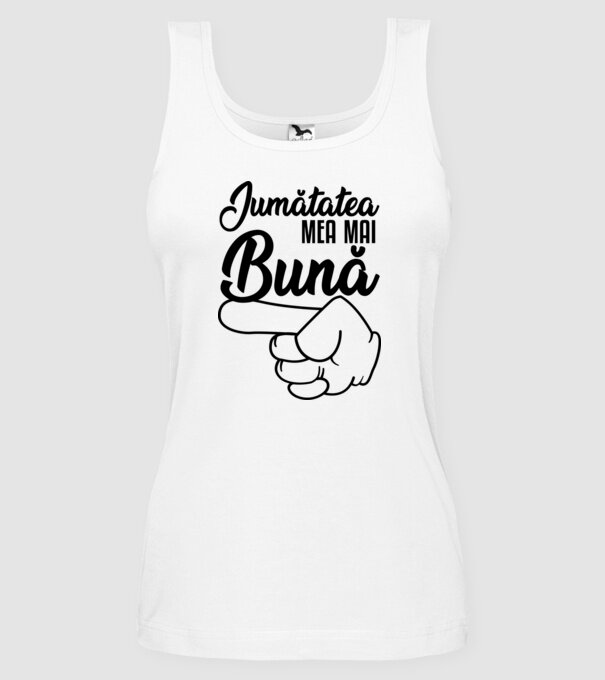 jumătatea mea mai bună model alb pe tricou