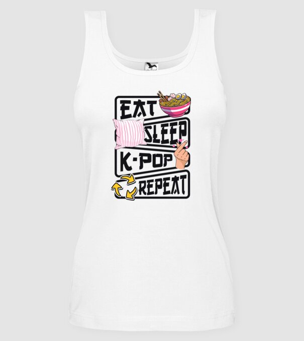 K-POP EAT SLEEP model alb pe tricou