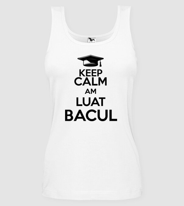 Keep calm, am luat bacul model alb pe tricou