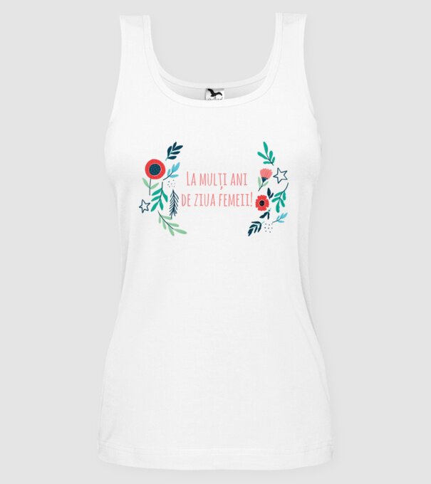 La mulți ani de ziua femeii model alb pe tricou