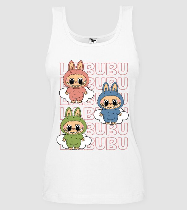LABUBU model alb pe tricou