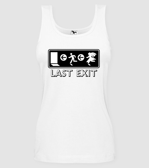 Last Exit model alb pe tricou