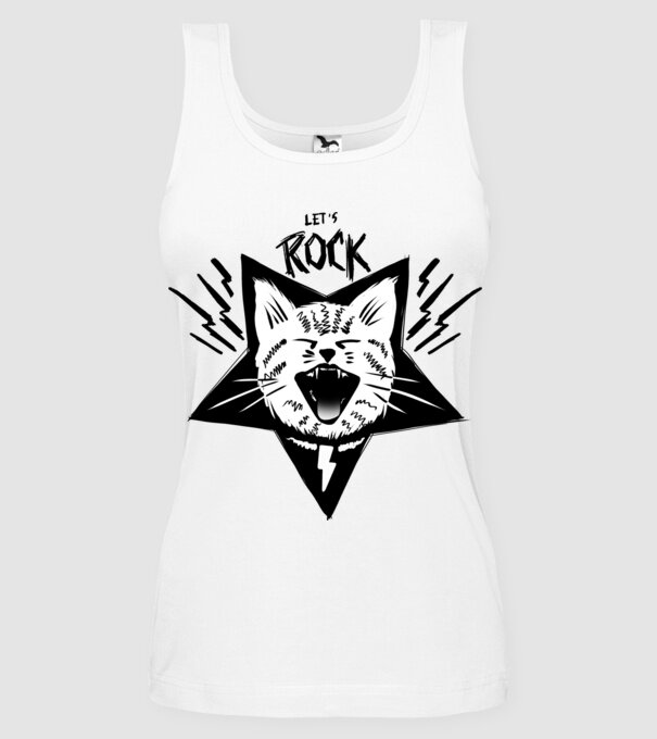 Let's Rock model alb pe tricou