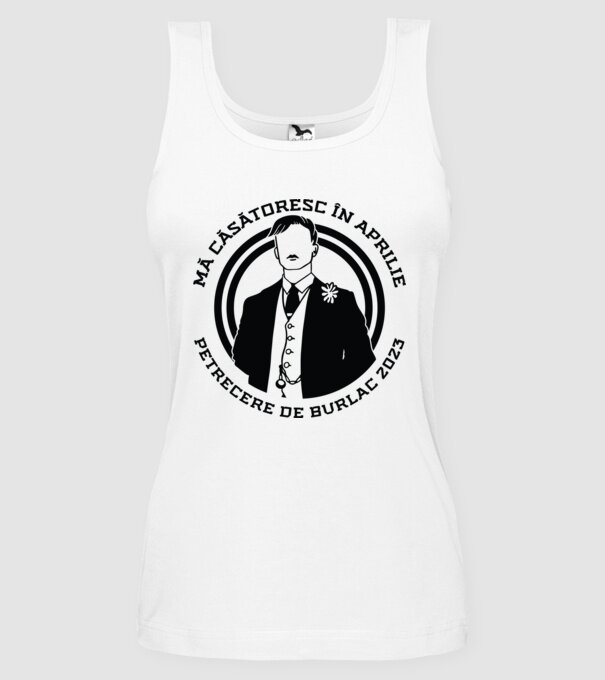 mă căsătoresc în aprilie - petrecere de burlac model alb pe tricou