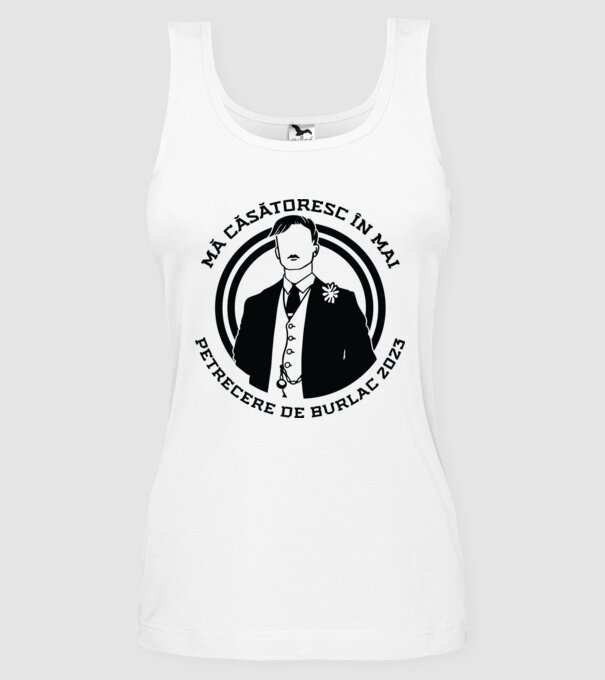 mă căsătoresc în mai - petrecere de burlac model alb pe tricou