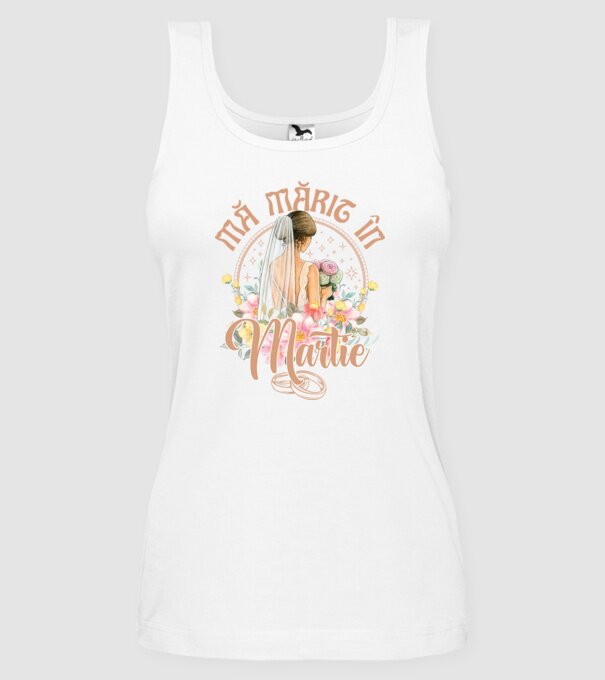 mă mărit - în martie model alb pe tricou