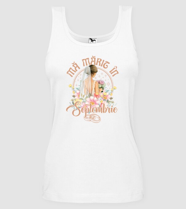 mă mărit - în septembrie model alb pe tricou