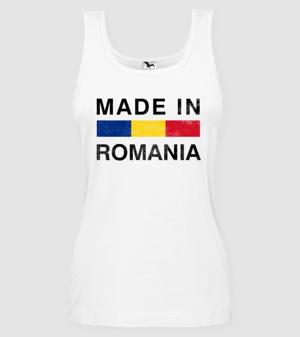made in romania model alb pe tricou