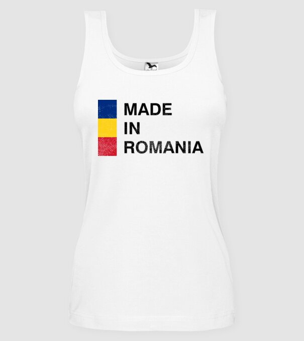made in romania model alb pe tricou