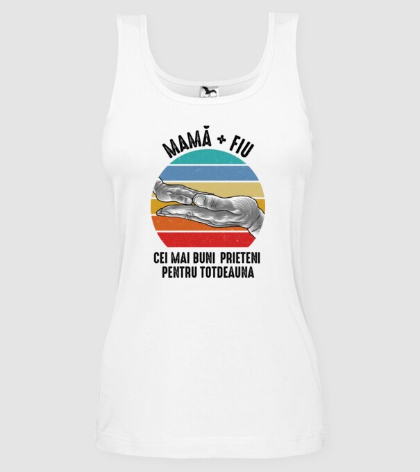 Mamă + fiu - Cei mai buni prieteni pentru totdeauna model alb pe tricou