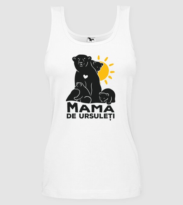 Mamă de ursuleți model alb pe tricou