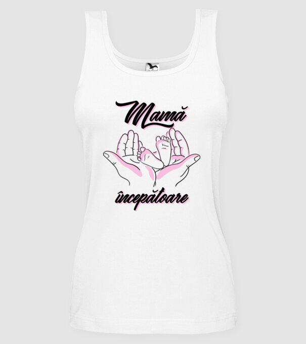 Mamă începătoare model alb pe tricou