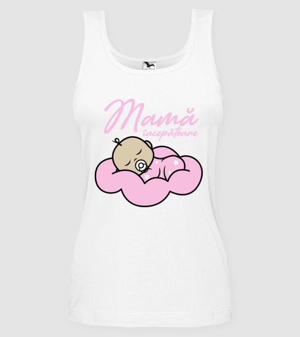 Mamă începătoare model alb pe tricou