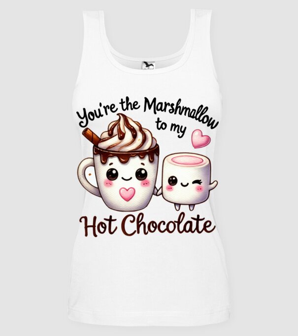 Marshmallow to my Hot Chocolate model alb pe tricou