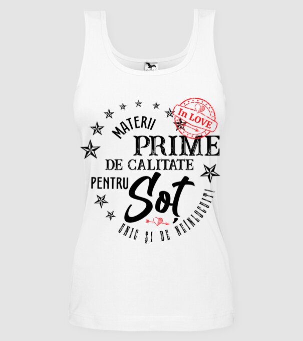 Materii prime de calitate pentru soț model alb pe tricou