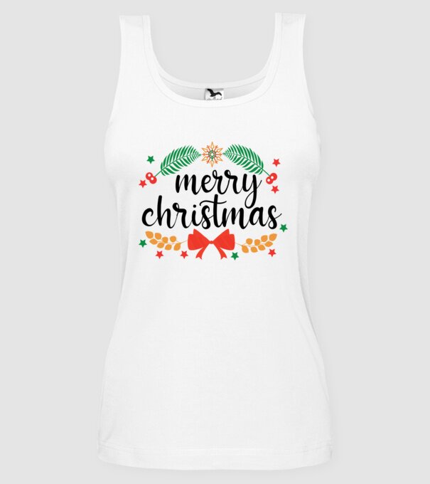 Merry christmas model alb pe tricou