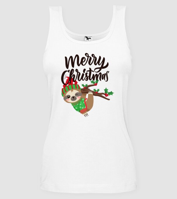 Merry christmas sloth model alb pe tricou
