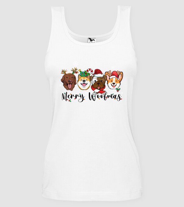 Merry woofmas 2 model alb pe tricou