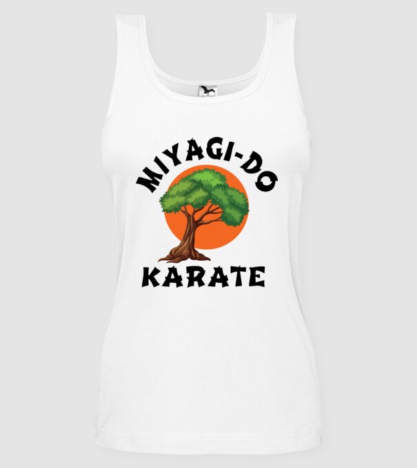 Miyagi-do karate logo model alb pe tricou