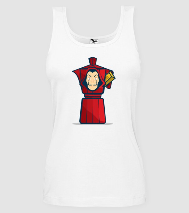 money heist coffee model alb pe tricou