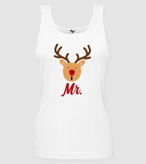 Mr. Reindeer Christmas couple model alb pe tricou