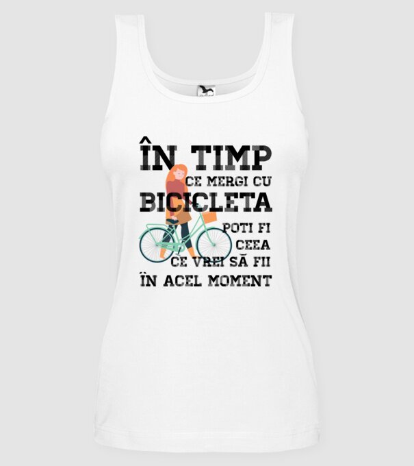 în timp ce mergi cu bicicleta poți fi ceea ce vrei să fii - în acel moment model alb pe tricou