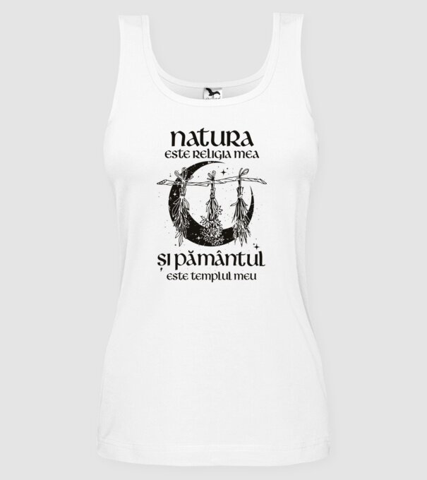 Natura este religia mea model alb pe tricou