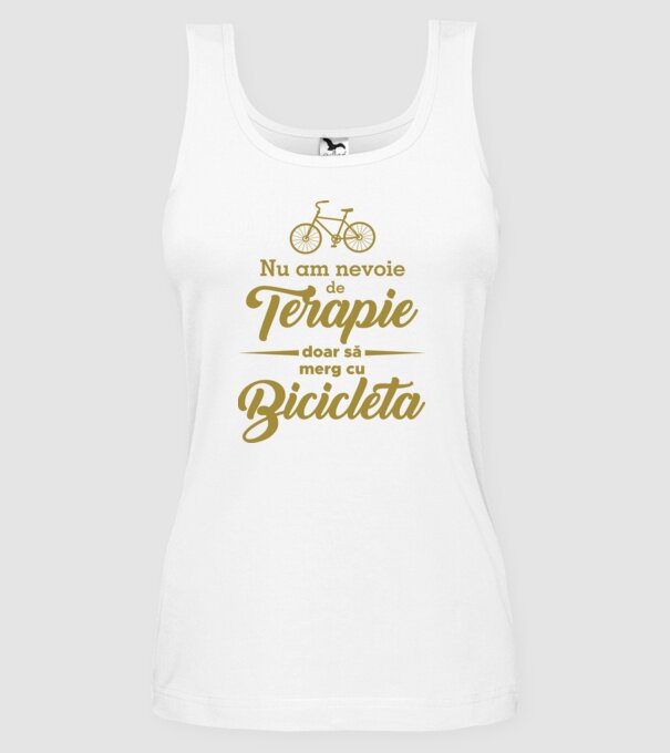 nu am nevoie de terapie, doar să merg cu bicicleta model alb pe tricou