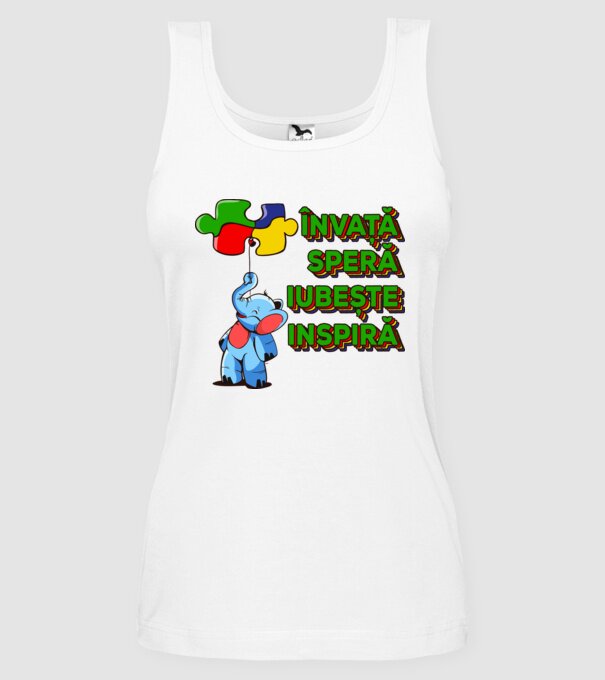 Învață, speră, iubește, inspiră model alb pe tricou