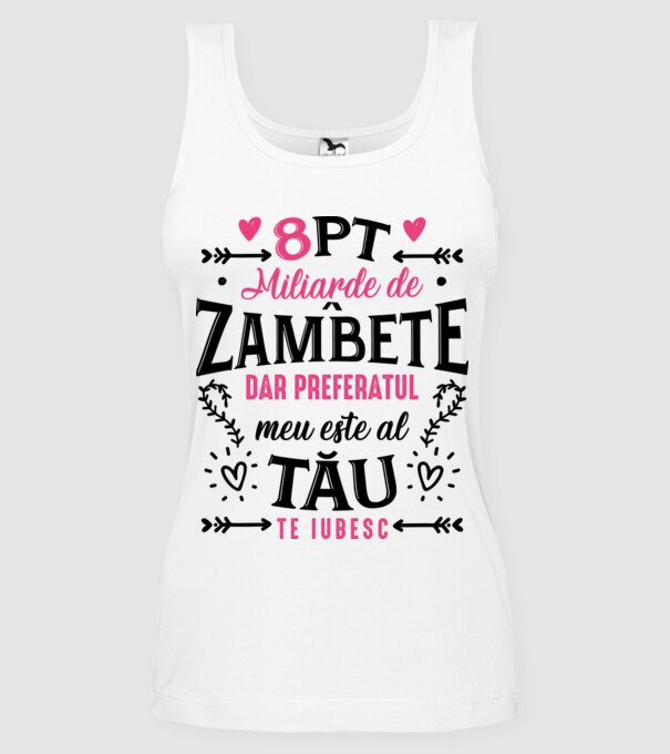 Opt miliarde de zâmbete model alb pe tricou