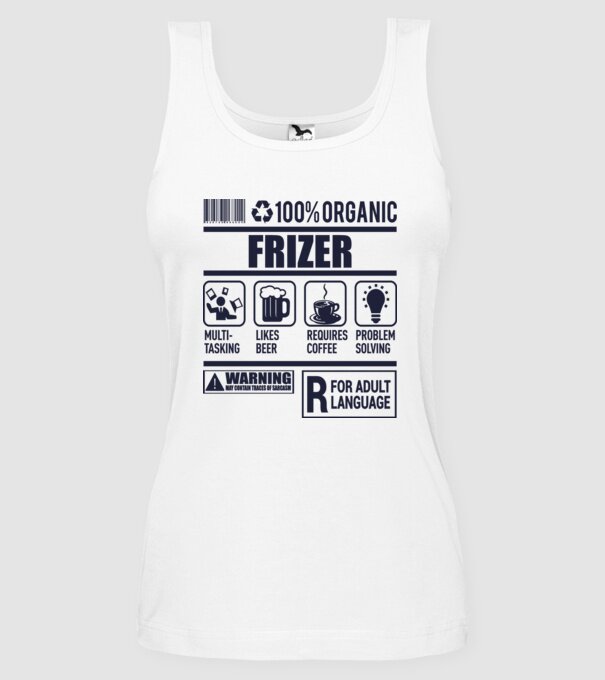 Organic_FRIZER model alb pe tricou