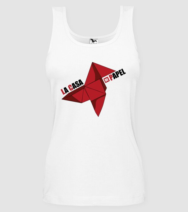 origami la casa de papel white model alb pe tricou