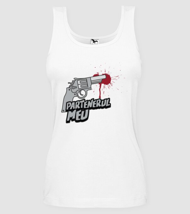 partenerul meu model alb pe tricou