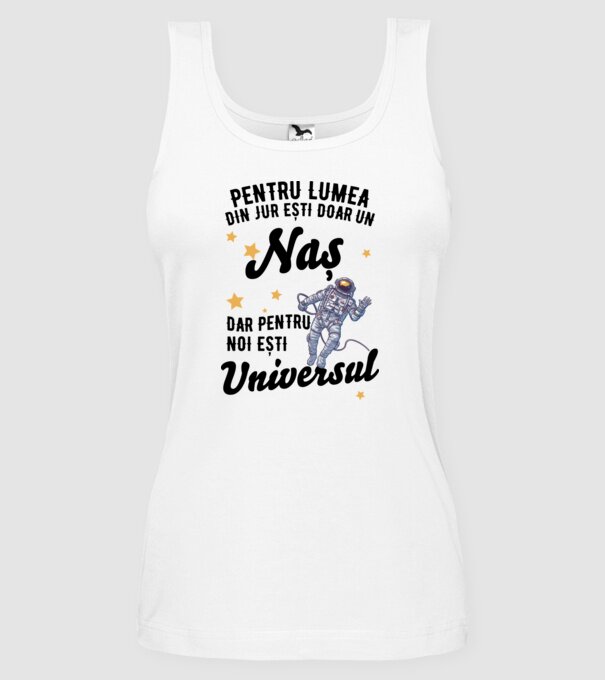 Pentru lumea din jur ești doar o naș, dar pentru noi ești întreaga lume 02 (2) model alb pe tricou