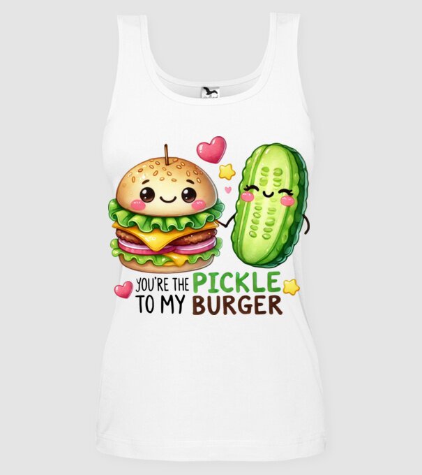 Pickle to my Burger model alb pe tricou