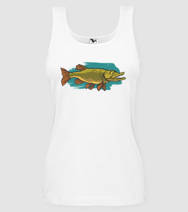 Pike model alb pe tricou