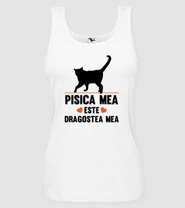 Pisica mea este dragostea mea model alb pe tricou