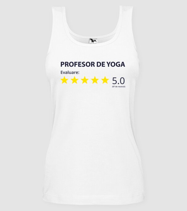 profesor de yoga evaluare model alb pe tricou