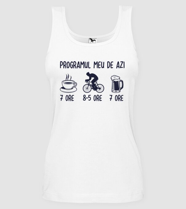 Programul meu de azi: 7 ore, 8-5 ore, 7 ore model alb pe tricou