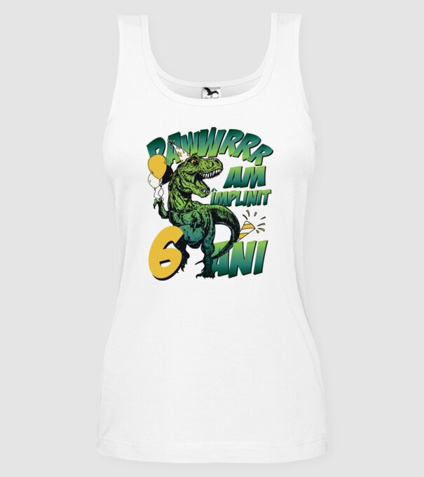 Rawr Am împlinit 6 ani model alb pe tricou