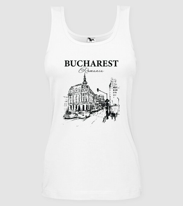 România Bucharest vintage model alb pe tricou