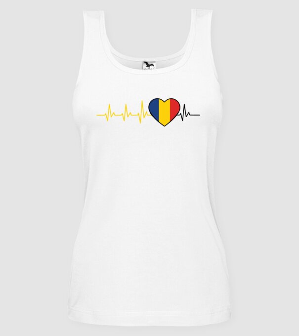 România heartbeat model alb pe tricou